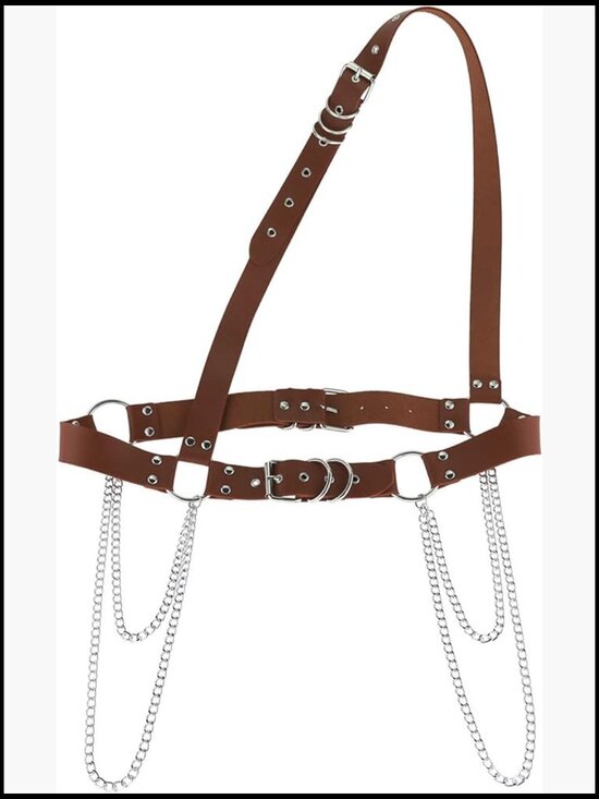 Punk Rock Harness Belt Adjustable Body Straps Chain Tassel Waist Cincher Goth